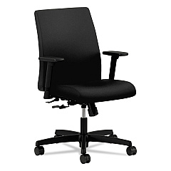 HON Ignition Series Fabric Low-Back Task Chair, Supports Up to 300 lb, 17" to 21.5" Seat Height, Black (IT105CU10)