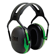 3M PELTOR X Series Earmuffs, Model X1A, 22 dB NRR, Black/Green