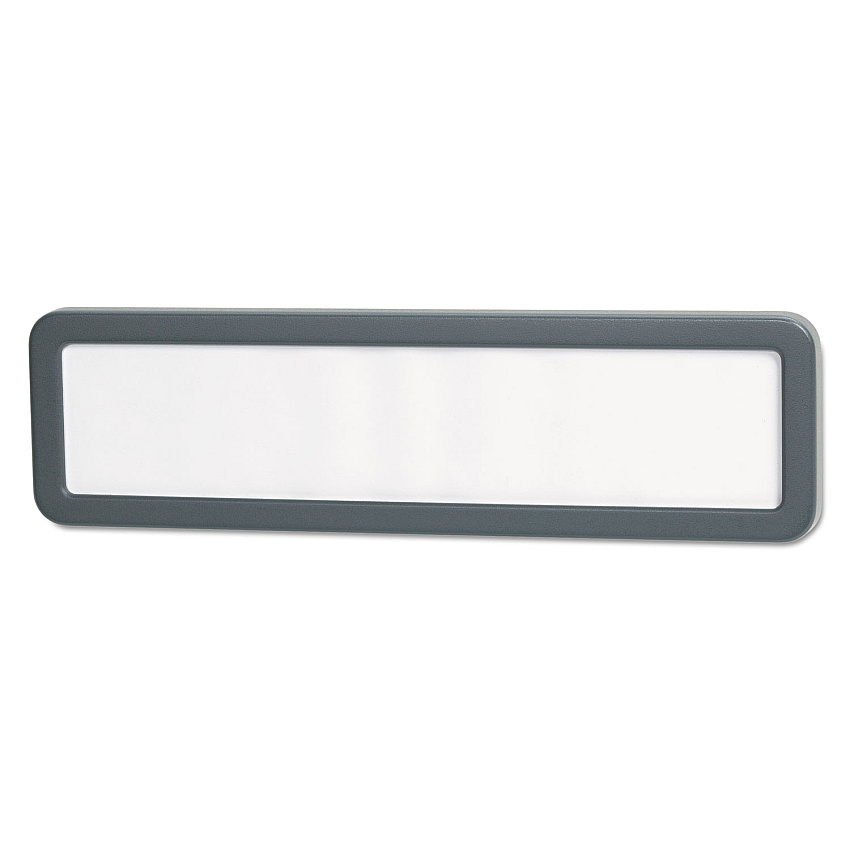 Universal Recycled Cubicle Nameplate with Rounded Corners, 9 x 2.5, Charcoal (UNV08223)