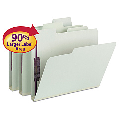 Smead SuperTab Pressboard Fastener Folders with SafeSHIELD Coated Fasteners, 2 Fasteners, Letter Size, Gray-Green Exterior, 25/Box (14981)
