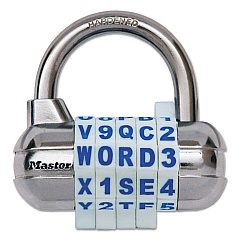 Master Lock Password Plus Combination Lock, Hardened Steel Shackle, 2 1/2" Wide, Silver (1534D)