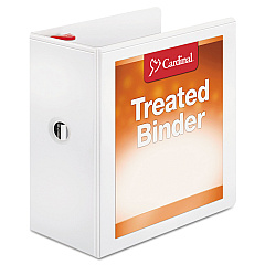 Cardinal Treated ClearVue Locking Slant-D Ring Binder, 3 Rings, 5" Capacity, 11 x 8.5, White (32150)