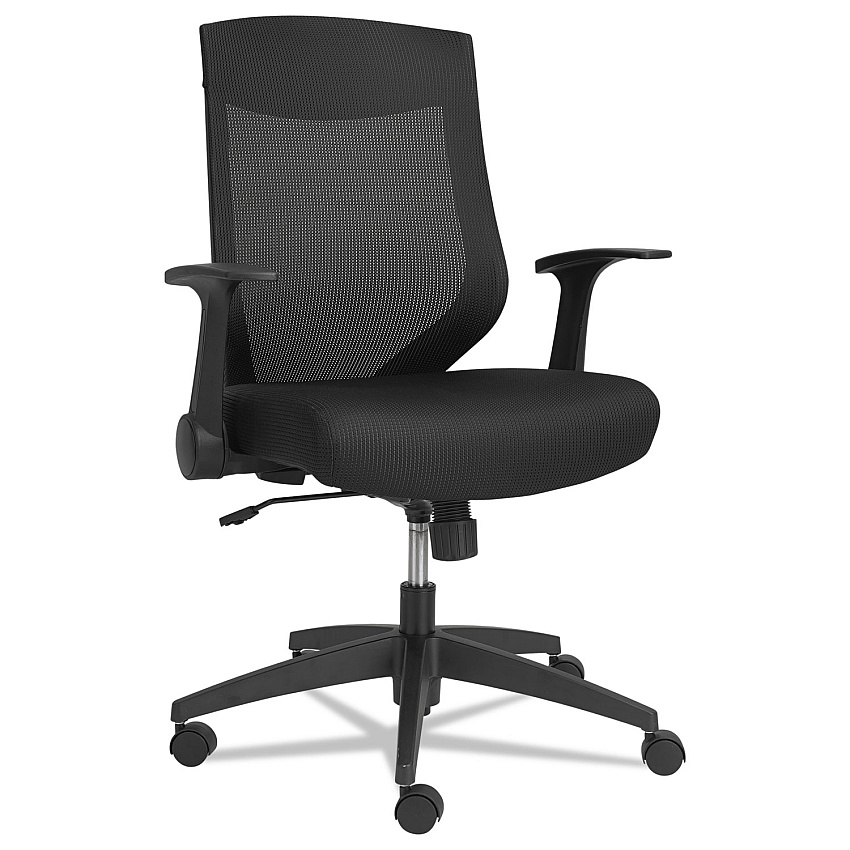 Alera EB-K Series Synchro Mid-Back Flip-Arm Mesh Chair, Supports Up to 275 lb, 18.5 to 22.04" Seat Height, Black (ALEEBK4217)
