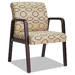 Alera Reception Lounge WL Series Guest Chair, 24.21" x 24.8" x 32.67", Tan Seat/Back, Mahogany Base (ALERL4351M)