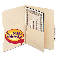 Smead Self-Adhesive Folder Dividers for Top/End Tab Folders with 5 1/2" Pockets, Letter Size, Manila, 25/Pack (68030)