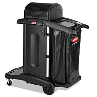 Rubbermaid Commercial Executive High Security Janitorial Cleaning Cart, 23.1w x 39.6d x 27.5h, Black (1861427)