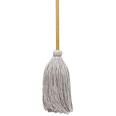 Boardwalk Cotton Deck Mop, 20 oz White Cotton Head, 50" Wood Handle, 12/Carton (BWKCD50020S)