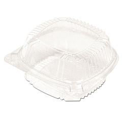Pactiv Evergreen ClearView SmartLock Hinged Lid Container, Hoagie Container, 11 oz, 5.25 x 5.25 x 2.5, Clear, 375/Carton (YCI81050)