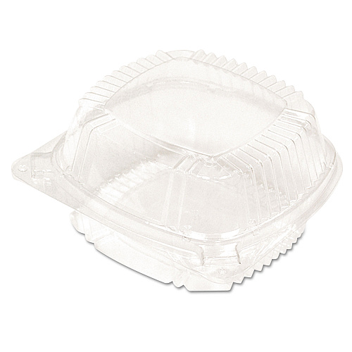 Pactiv Evergreen ClearView SmartLock Hinged Lid Container, Hoagie Container, 11 oz, 5.25 x 5.25 x 2.5, Clear, 375/Carton (YCI81050)