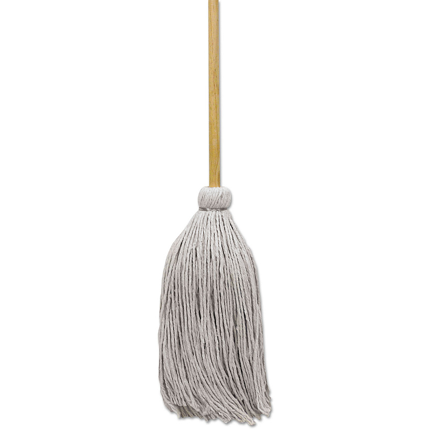 Boardwalk Cotton Deck Mop, 32 oz White Cotton Head, 50" Wood Handle, 6/Carton (BWKCD50032S)