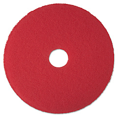 3M Low-Speed Buffer Floor Pads 5100, 17" Diameter, Red, 5/Carton (08392)