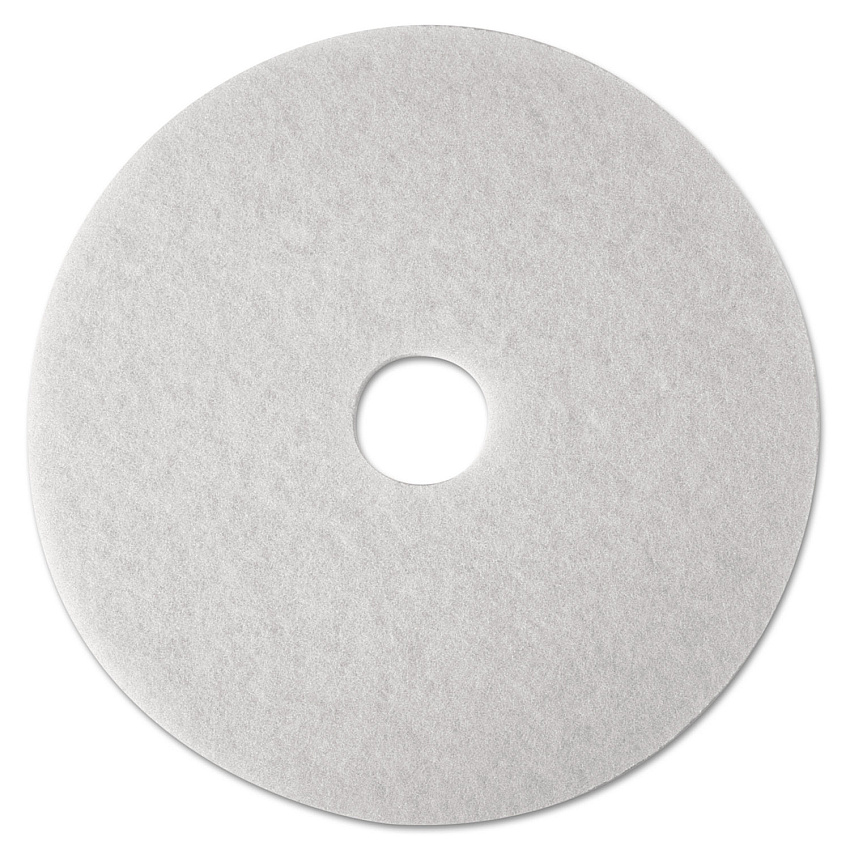 3M Low-Speed Super Polishing Floor Pads 4100, 27" Diameter, White, 5/Carton (20313)