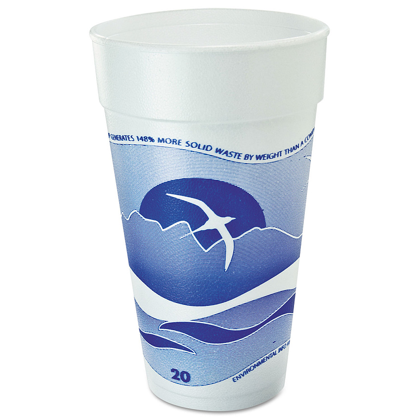 Dart Horizon Hot/Cold Foam Drinking Cups, 20 oz, Printed, Blueberry/White, 25/Bag, 20 Bags/Carton (20J16H)