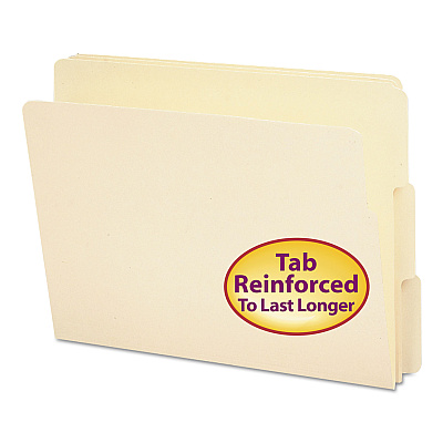 Smead Heavyweight Manila End Tab Folders, 9" High Front, 1/3-Cut Tabs: Assorted, Letter, 0.75" Expansion, Manila, 100/Box (24134)