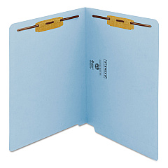 Smead Heavyweight Colored End Tab Fastener Folders, 2 Fasteners, Letter Size, Blue Exterior, 50/Box (25040)