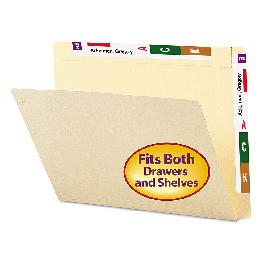 Smead Heavyweight Manila End Tab Conversion File Folders, Straight Tabs, Letter Size, 0.75" Expansion, Manila, 100/Box (24190)