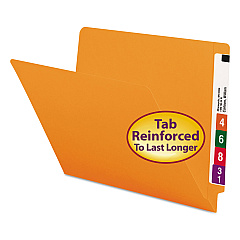 Smead Shelf-Master Reinforced End Tab Colored Folders, Straight Tabs, Letter Size, 0.75" Expansion, Orange, 100/Box (25510)