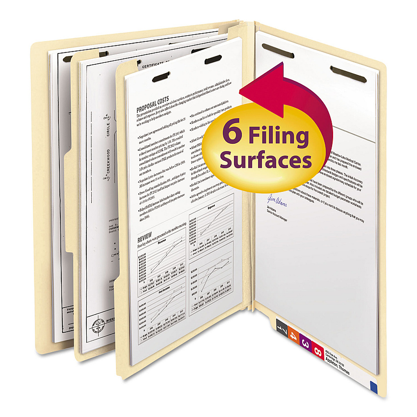 Smead Manila End Tab Classification Folders, 2 Dividers, Letter Size, Manila, 10/Box (26835)