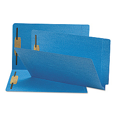 Smead Heavyweight Colored End Tab Fastener Folders, 2 Fasteners, Legal Size, Blue Exterior, 50/Box (28040)
