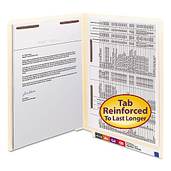 Smead Manila End Tab Fastener Folders with Reinforced Tabs, 11-pt Stock, 2 Fasteners, Letter Size, Manila Exterior, 50/Box (34120)