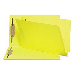 Smead Heavyweight Colored End Tab Fastener Folders, 2 Fasteners, Legal Size, Yellow Exterior, 50/Box (28940)