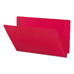 Smead Heavyweight Colored End Tab Fastener Folders, 2 Fasteners, Legal Size, Red Exterior, 50/Box (28740)