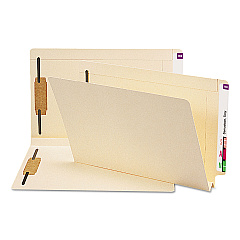 Smead Manila End Tab W-Fold Fastener Folders with Reinforced Tabs, 14-pt Stock, 2 Fasteners, Legal Size, Manila Exterior, 50/Box (37276)