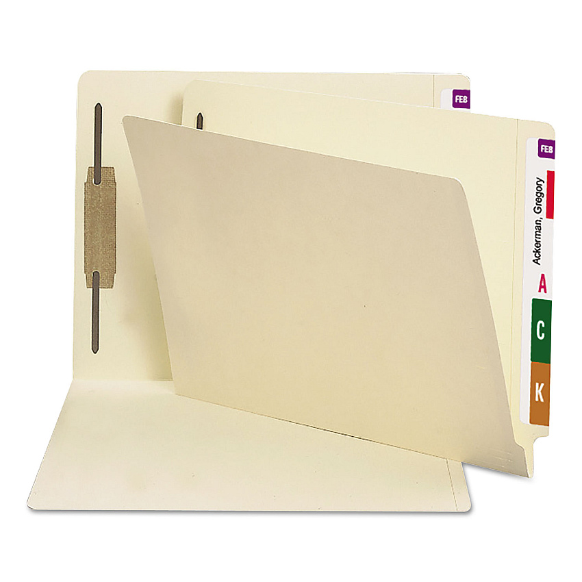 Smead Manila End Tab Fastener Folders with Reinforced Tabs, 14-pt Stock, 1 Fastener, Letter Size, Manila Exterior, 50/Box (34210)
