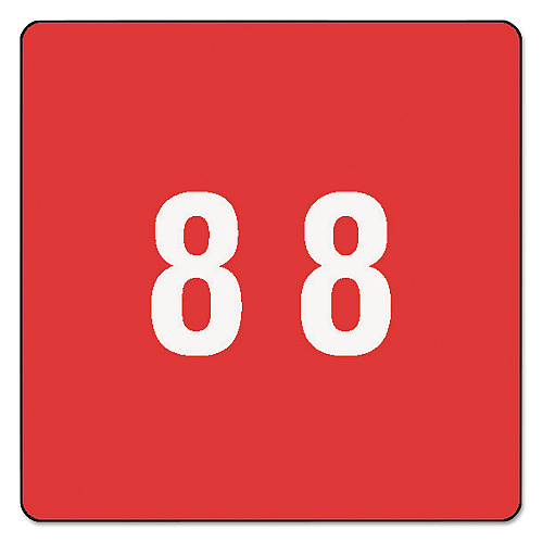 Smead Numerical End Tab File Folder Labels, 8, 1.5 x 1.5, Red, 250/Roll (67428)