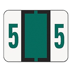 Smead Numerical End Tab File Folder Labels, 5, 1 x 1.25, White, 500/Roll (67375)