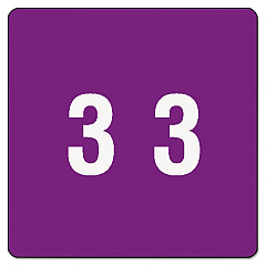 Smead Numerical End Tab File Folder Labels, 3, 1.5 x 1.5, Purple, 250/Roll (67423)