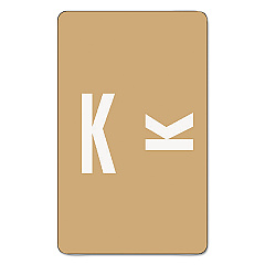 Smead AlphaZ Color-Coded Second Letter Alphabetical Labels, K, 1 x 1.63, Light Brown, 10/Sheet, 10 Sheets/Pack (67181)