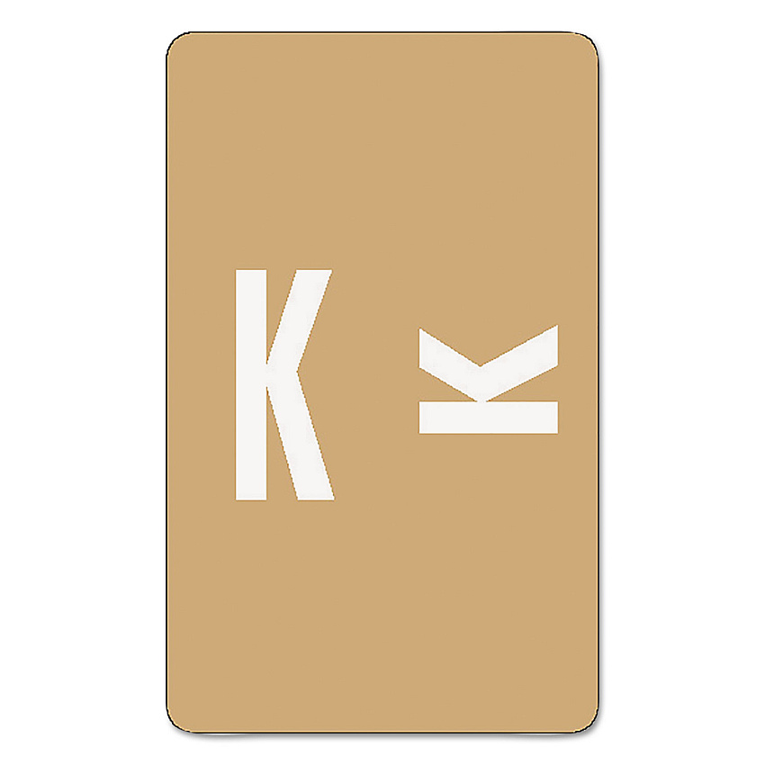 Smead AlphaZ Color-Coded Second Letter Alphabetical Labels, K, 1 x 1.63, Light Brown, 10/Sheet, 10 Sheets/Pack (67181)