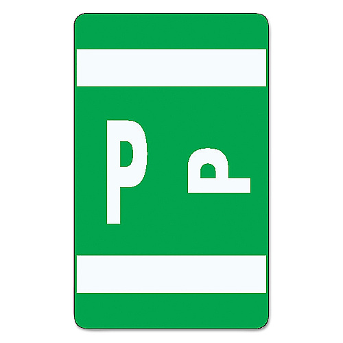 Smead AlphaZ Color-Coded Second Letter Alphabetical Labels, P, 1 x 1.63, Dark Green, 10/Sheet, 10 Sheets/Pack (67186)