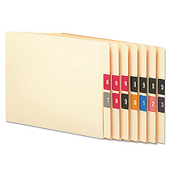 Smead Numerical End Tab File Folder Labels, 0-9, 1.5 x 1.5, Assorted, 250/Roll, 10 Rolls/Box (67430)