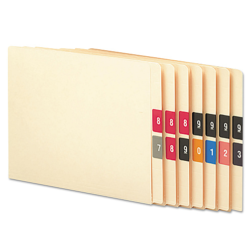 Smead Numerical End Tab File Folder Labels, 0-9, 1.5 x 1.5, Assorted, 250/Roll, 10 Rolls/Box (67430)