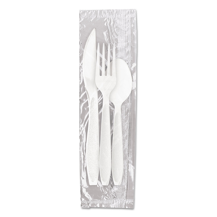 Dart Reliance Mediumweight Cutlery Kit, Knife/Fork/Spoon, White, 500 Kits/Carton (RSW7Z)