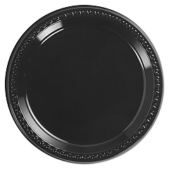 Chinet Heavyweight Plastic Plates, 9" dia, Black, 125/Pack, 4 Packs/Carton (81409)