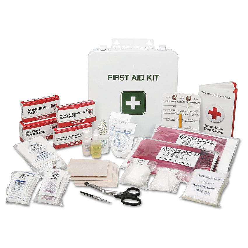 AbilityOne 6545006561093, SKILCRAFT, First Aid Kit, Industrial/Construction, 8-10 Person Kit, 169 Pieces, Metal Piece