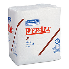 WypAll L20 Towels, 1/4 Fold, 4-Ply, 12.5 x 13, White, 68/Pack, 12/Carton (47022)