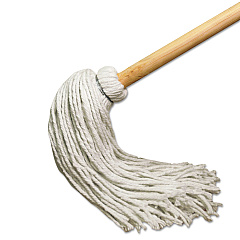 Boardwalk Handle/Deck Mops, 24 oz White Rayon Head, 54" Oak Wood Handle, 6/Pack (BWK124R)
