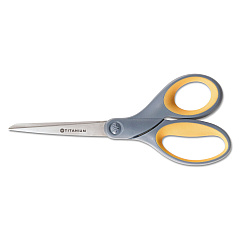 AbilityOne 5110016296578 SKILCRAFT Westcott Titanium Bonded Scissors, 8" Long, 3.5" Cut Length, Gray/Yellow Straight Handle