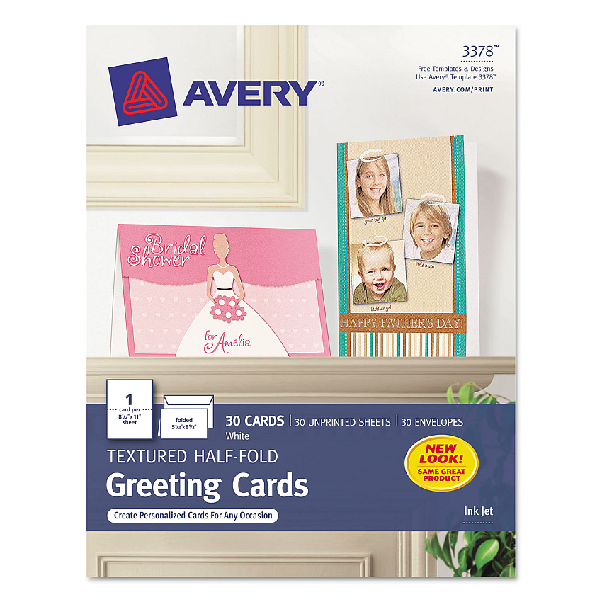 Avery 3378 Greeting Cards with Matching Envelopes