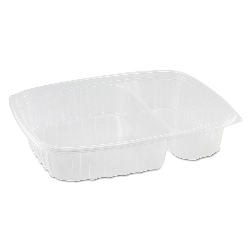 Dart StayLock Clear Hinged Lid Containers, 3-Compartment, 8.6 x 9 x 3, Clear, 100/Packs, 2 Packs/Carton (C55UT3)