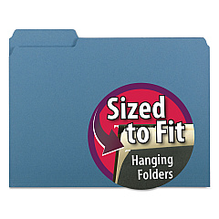 Smead Interior File Folders, 1/3-Cut Tabs: Assorted, Letter Size, 0.75" Expansion, Blue, 100/Box (10239)