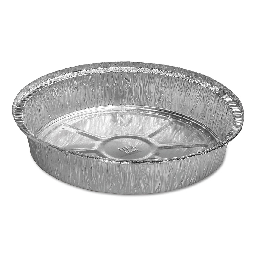 HFA Round Aluminum Container, 48 oz, 9" Diameter x 1.66"h, Silver, 500/Carton (204600)