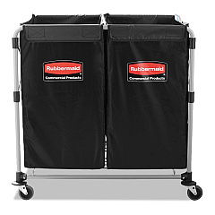 Rubbermaid Commercial Collapsible X-Cart, Steel, 2 to 4 Bushel Cart, 24.1w x 35.7d x 34h, Black/Silver (1881781)