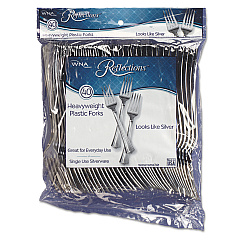WNA Reflections Heavyweight Plastic Utensils, Fork, Silver, 7", 40/Pack, 8 Packs/Carton (REF320FK)
