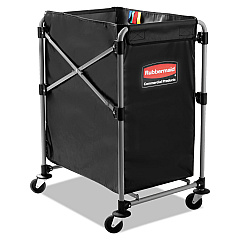 Rubbermaid Commercial Collapsible X-Cart, Steel, Four Bushel Cart, 20.33w x 24.1d x 34h, Black/Silver (1881749)