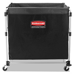 Rubbermaid Commercial Collapsible X-Cart, Steel, Eight Bushel Cart, 24.1w x 35.7d x 34h, Black/Silver (1881750)